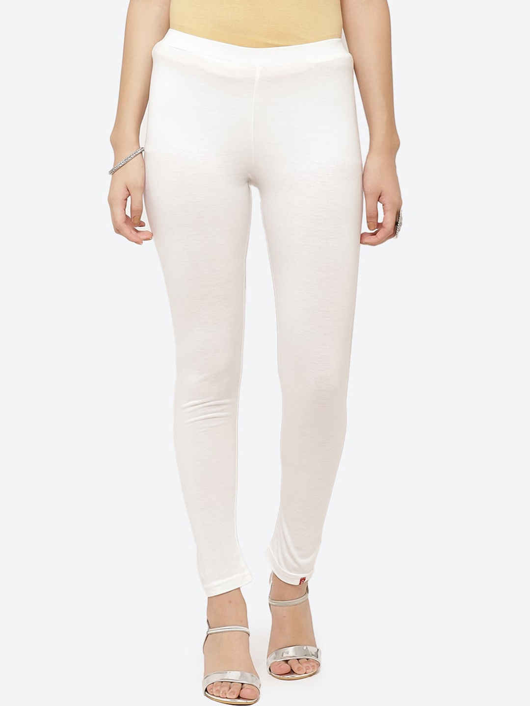 

Biba Women Off White Solid Leggings