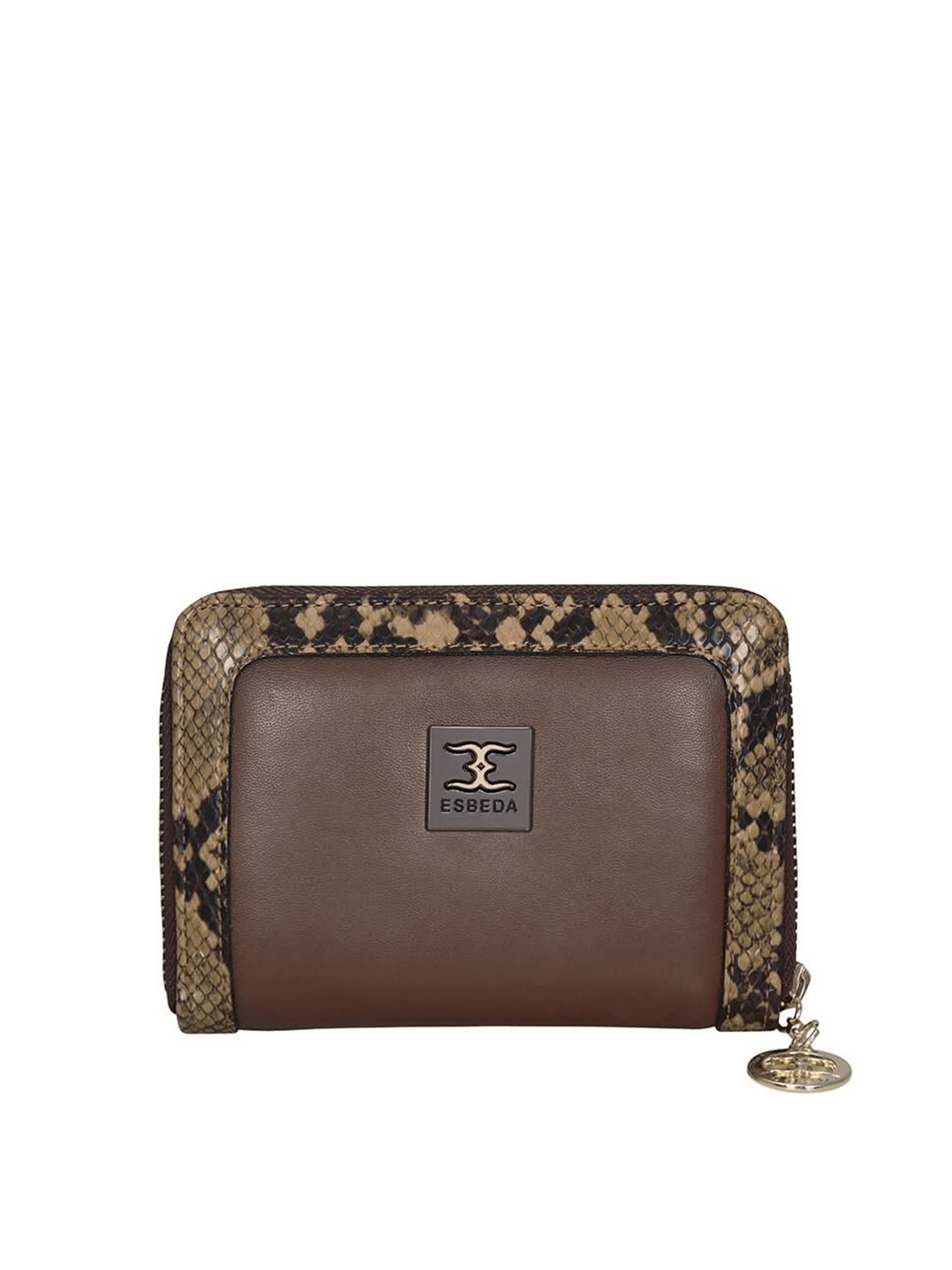 

ESBEDA Women Brown & Black Printed Zip Around Wallet