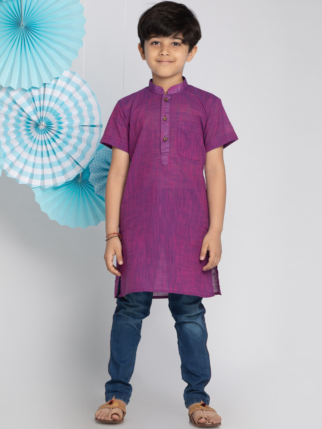 

VASTRAMAY Boys Purple Handloom Kurta