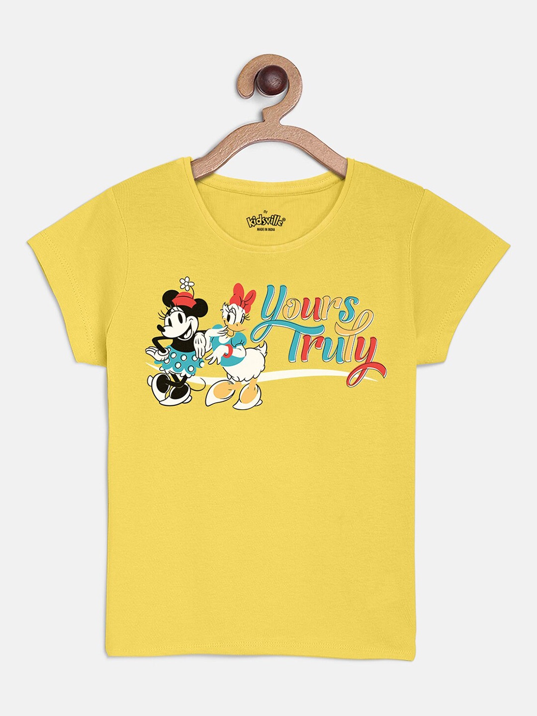 

Kids Ville Mickey & Friends Girls Yellow Printed T-shirt
