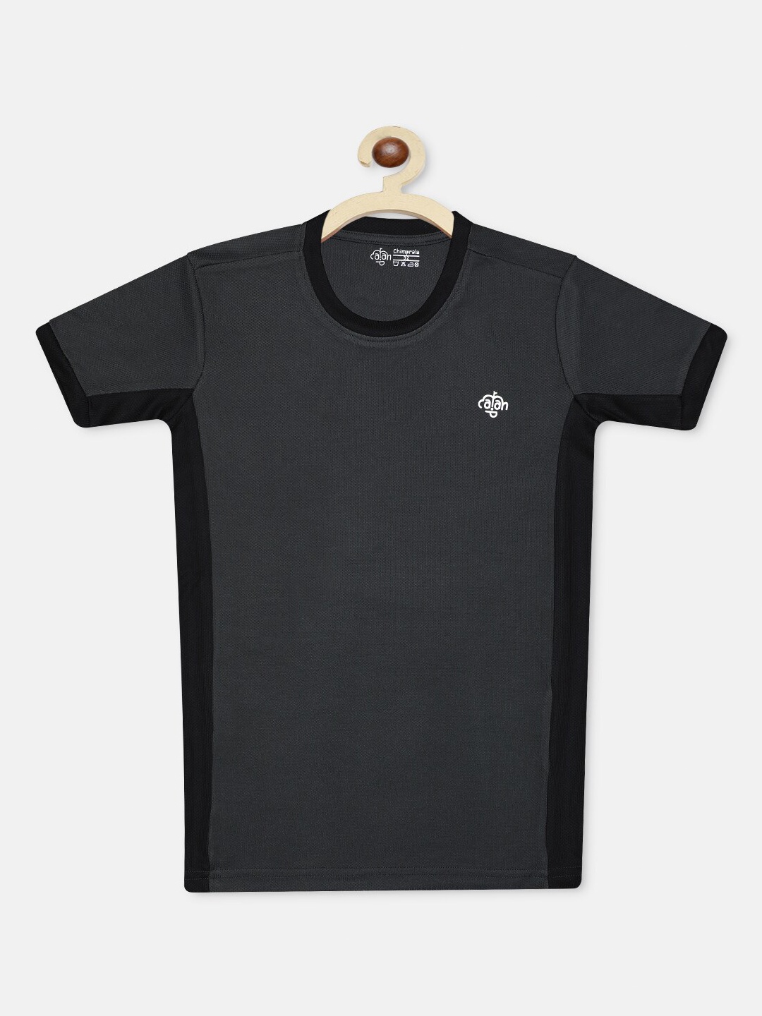 

CHIMPRALA Girls Charcoal Grey Round Neck T-shirt