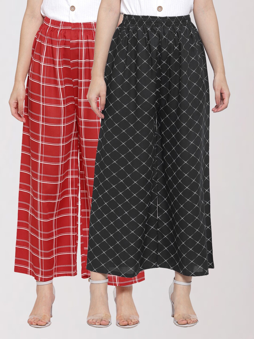 

KLOTTHE Women Black & Red 2 Checked Palazzos