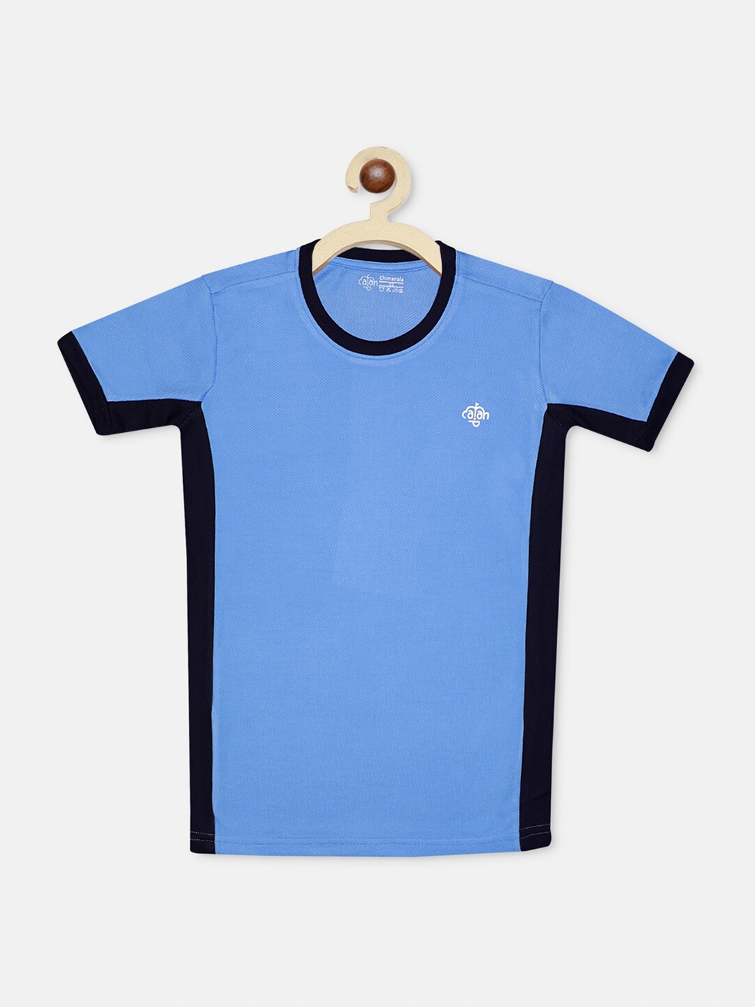 CHIMPRALA Girls Blue Solid Round Neck T-shirt