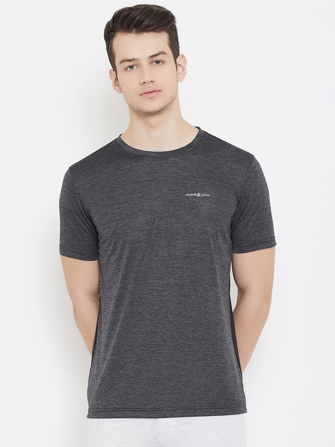 

Duke Men Black Typography Back Printed T-shirt