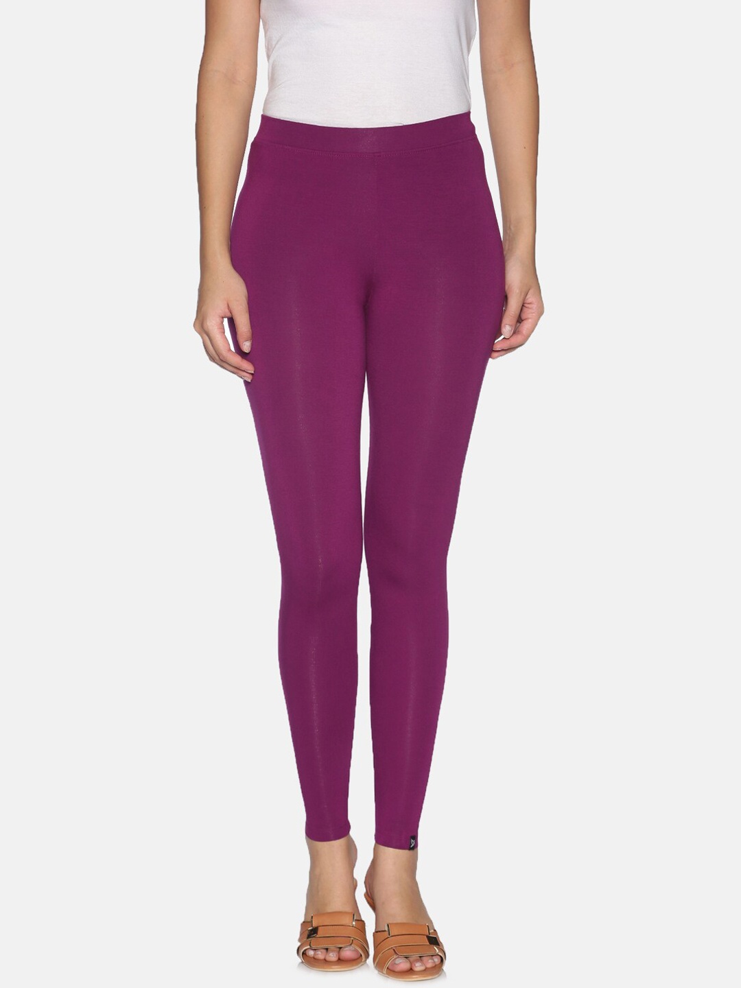 TWIN BIRDS Women Purple Solid Ankle Legging