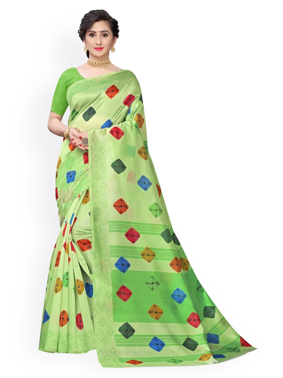 

KALINI Green Printed Poly Silk Saree
