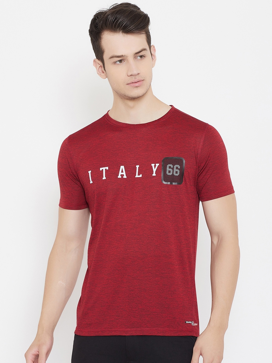 

Duke Men Maroon Typography Printed T-shirt