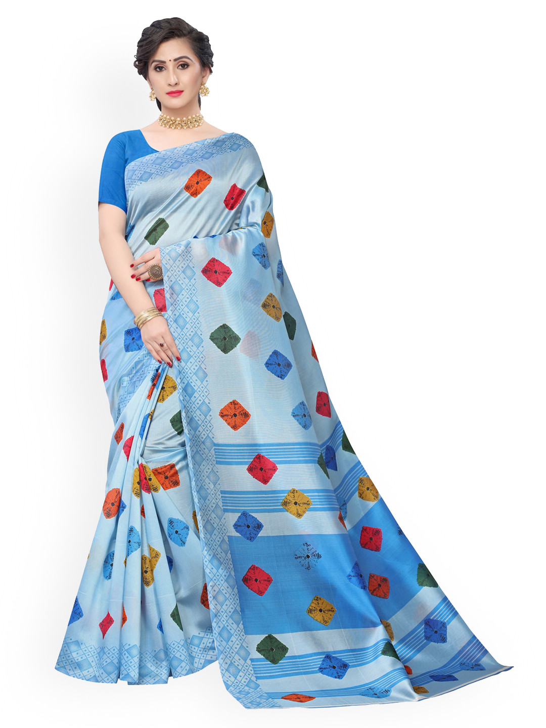 

KALINI Blue Embroidered Saree