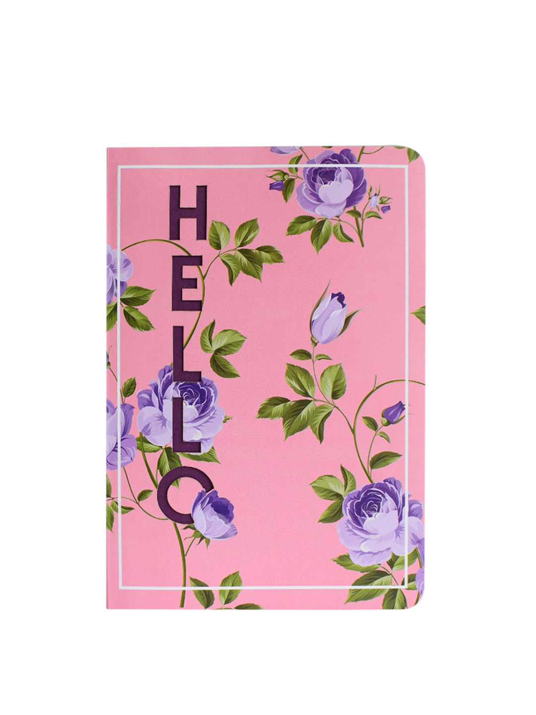 

Doodle Pink Floral Printed Hello There Notebook