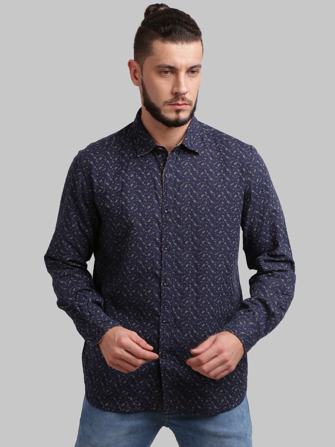 

Parx Men Blue Slim Fit Printed Reversible Casual Shirt