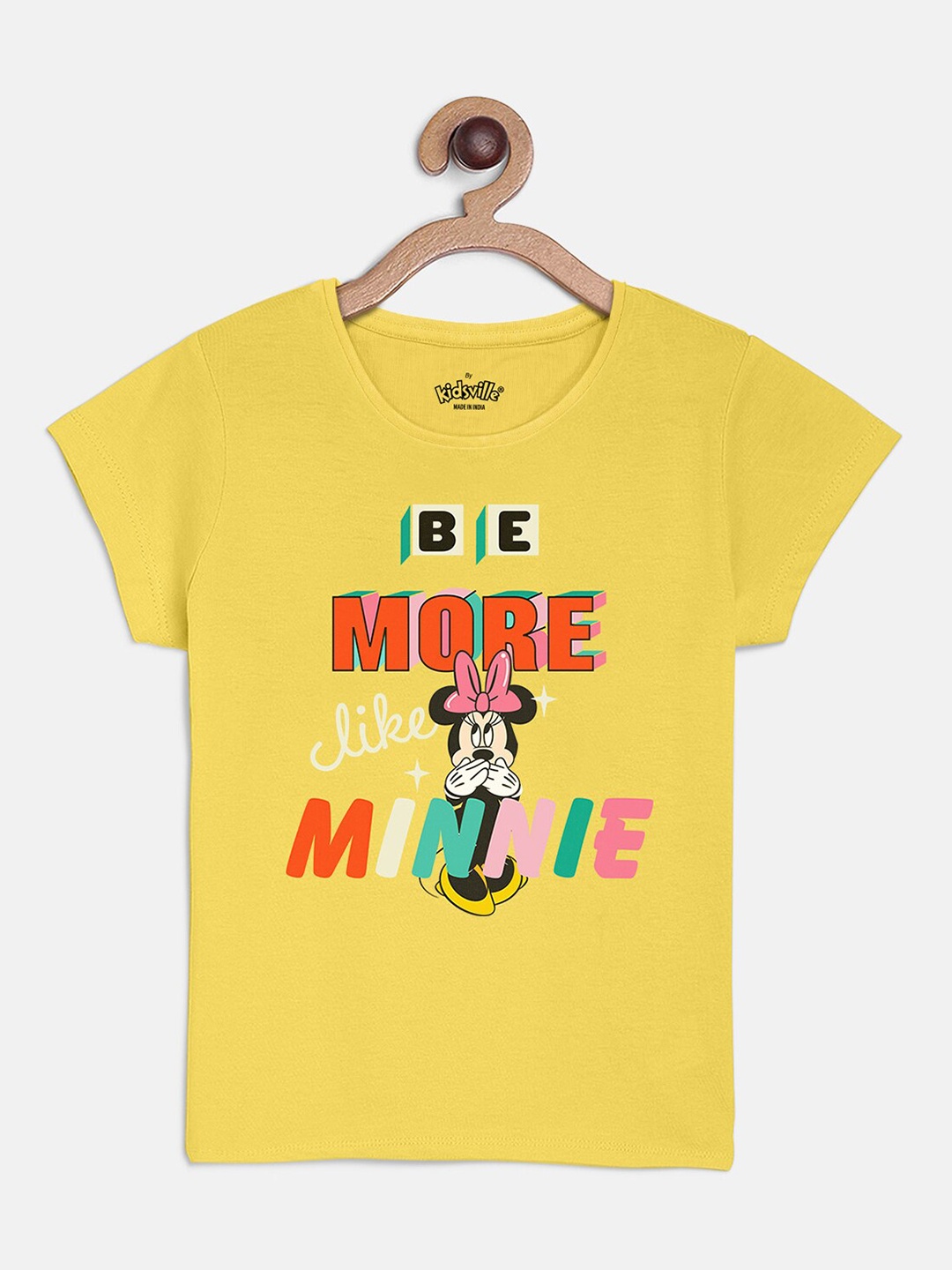

Kids Ville Mickey & Friends Girls Yellow Printed T-shirt