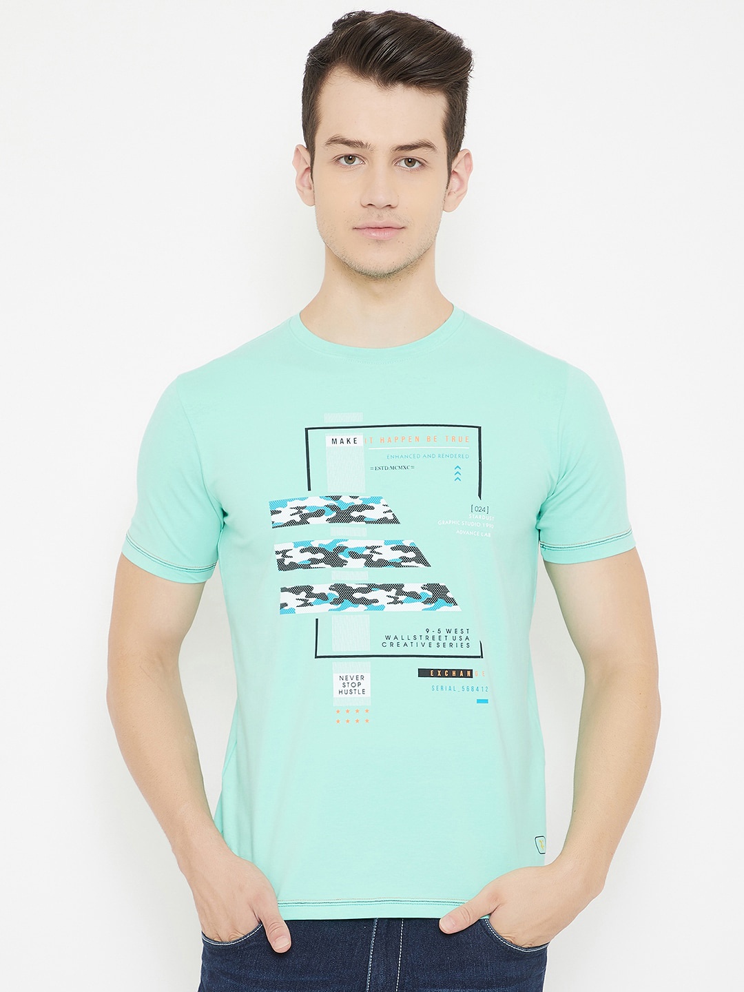 

Duke Men Green Printed T-shirt