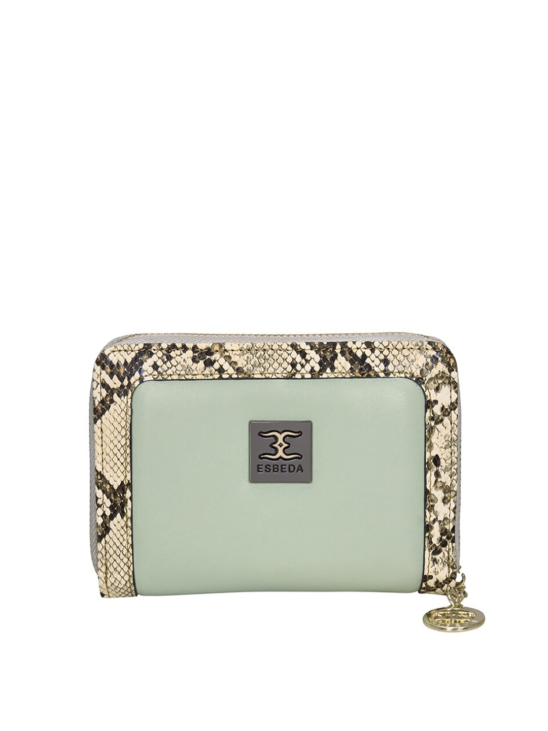 

ESBEDA Women Green & Cream-Coloured Animal Printed Zip Around Wallet
