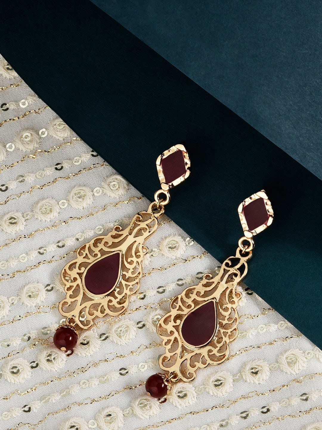

Accessorize London Women Red Filigree Long Drop Earrings