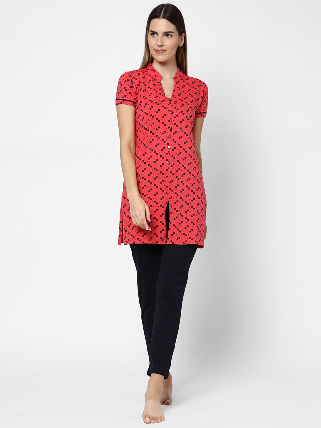 

Sweet Dreams Women Red & Black Printed Night suit