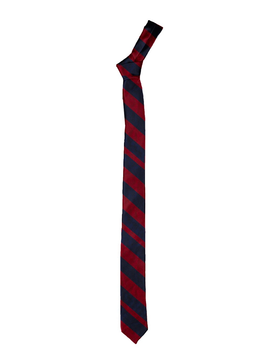 

Blacksmith Men Maroon & Navy Blue Striped Skinny Tie