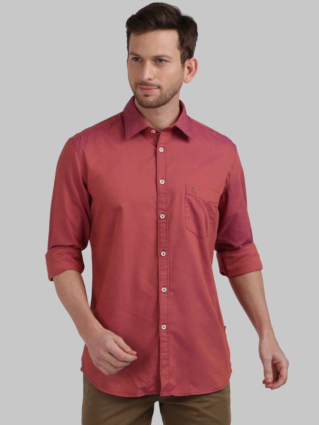 

Parx Men Red Slim Fit Solid Casual Shirt