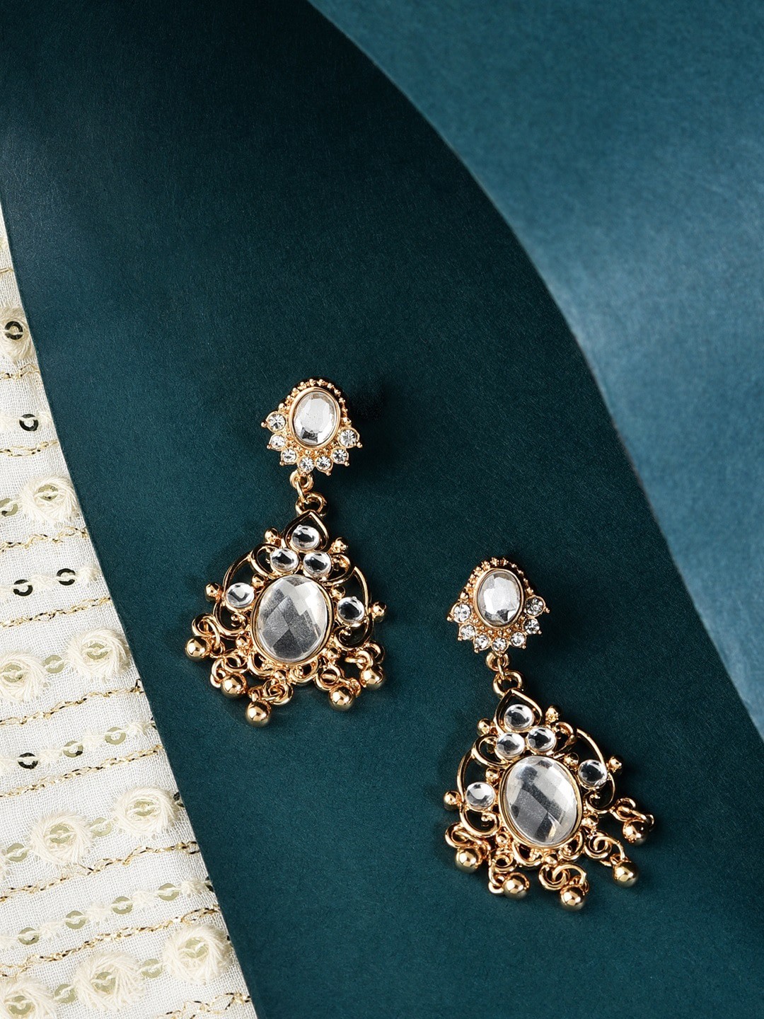 

Accessorize London Women Gold Diamante Studded Drop Earrings