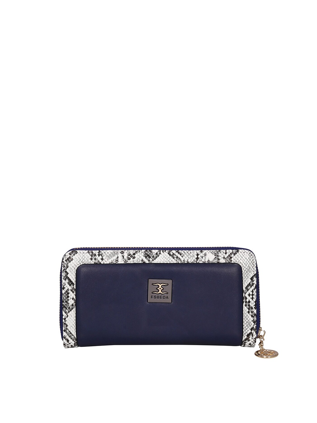 

ESBEDA Women Navy Blue & White Textured Zip Around Wallet