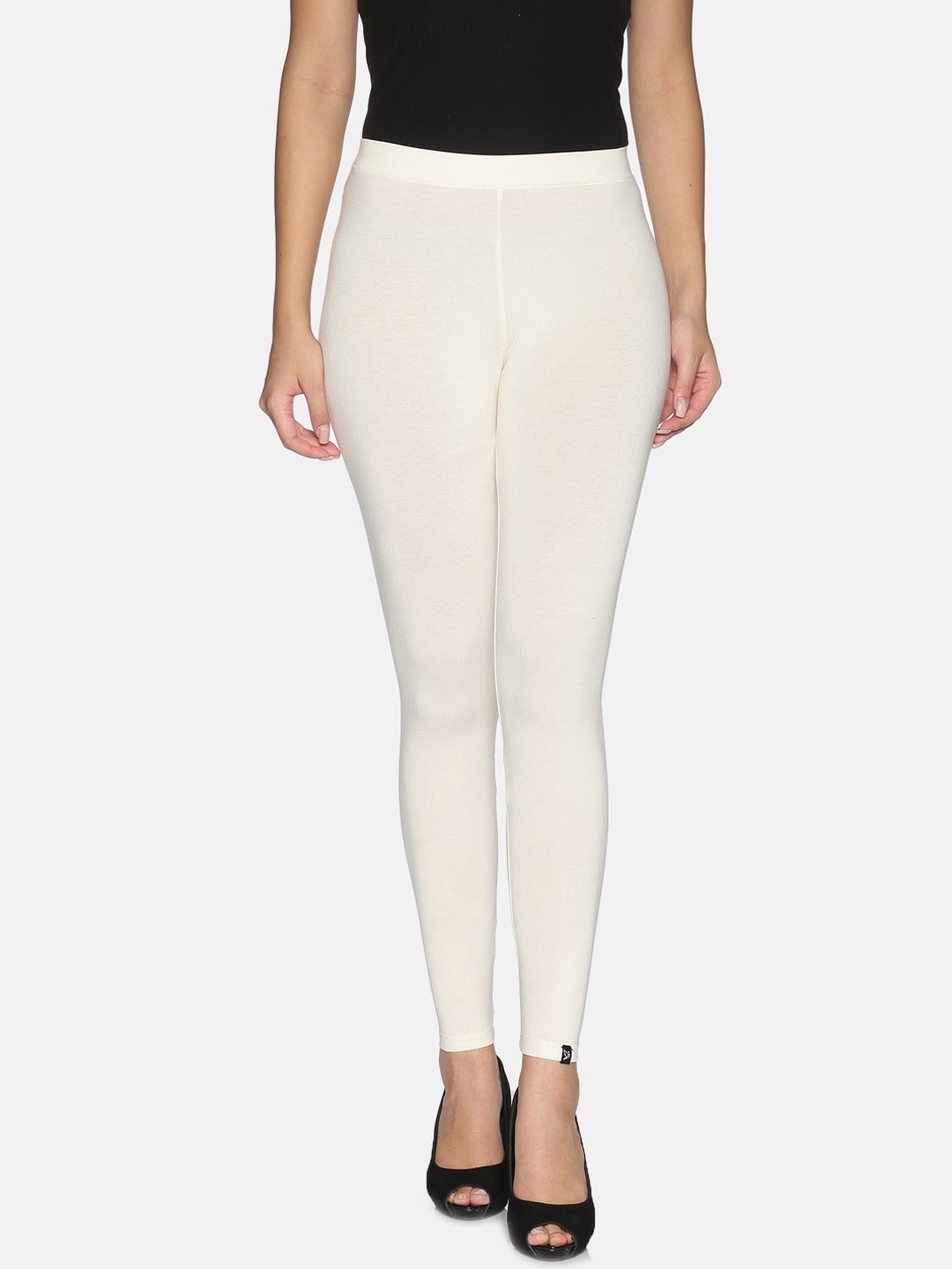 

TWIN BIRDS Plus Size Women Off-White Solid Ankle Length Legging