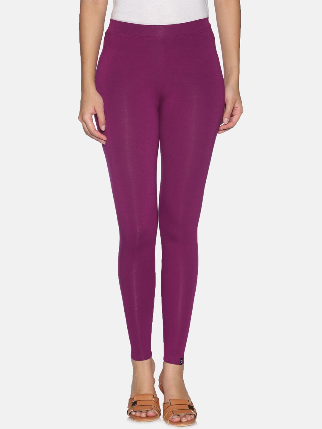 

TWIN BIRDS Plus Size Women Purple Solid Ankle Legging