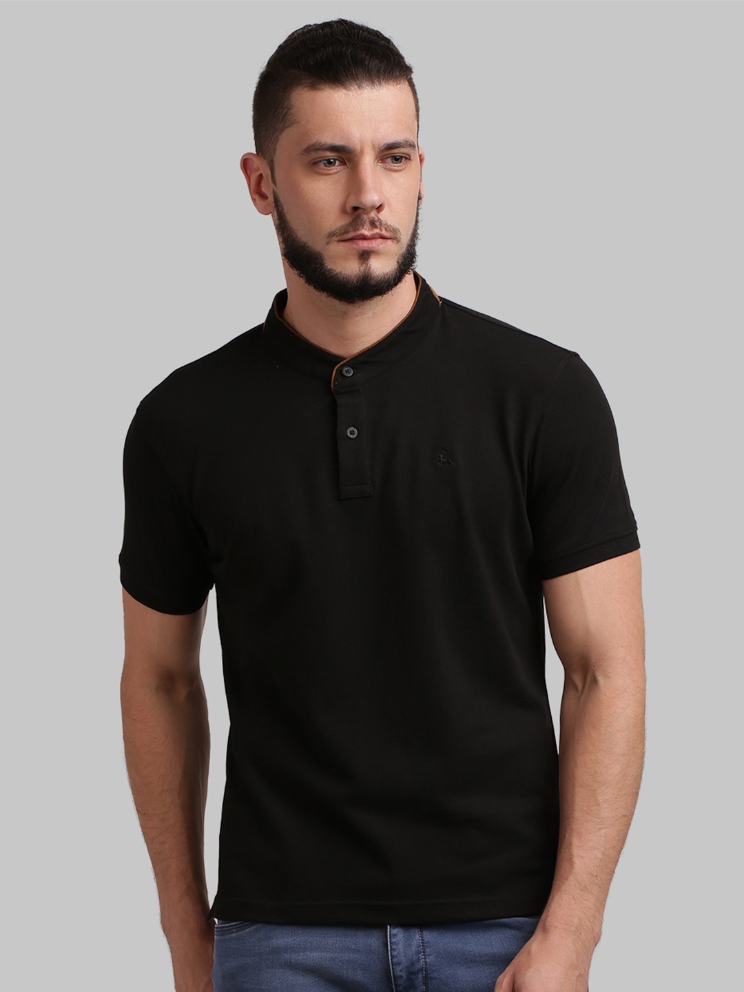 

Parx Men Black Henley Neck T-shirt