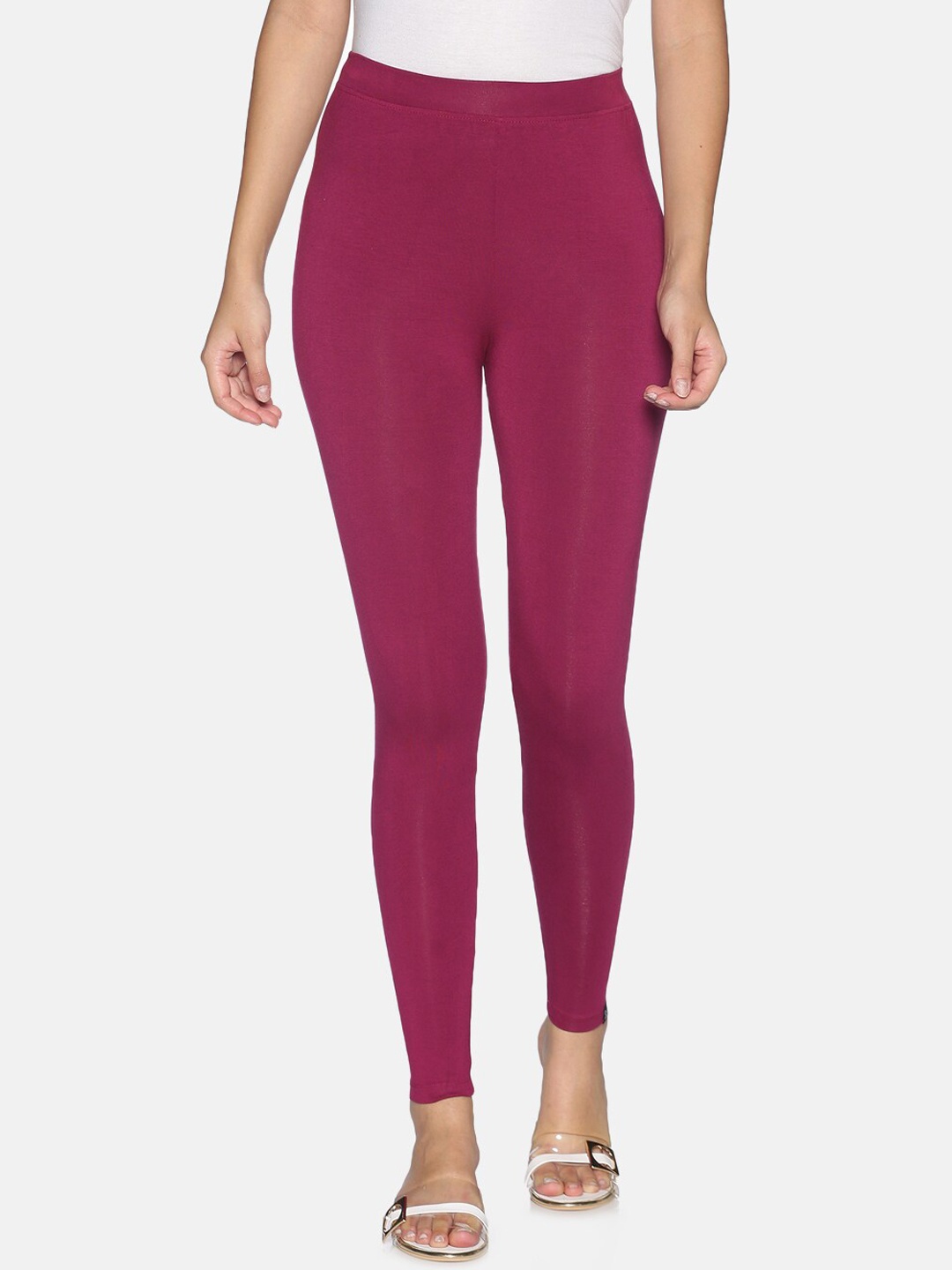 

TWIN BIRDS Plus Size Women Magenta Solid Ankle Legging