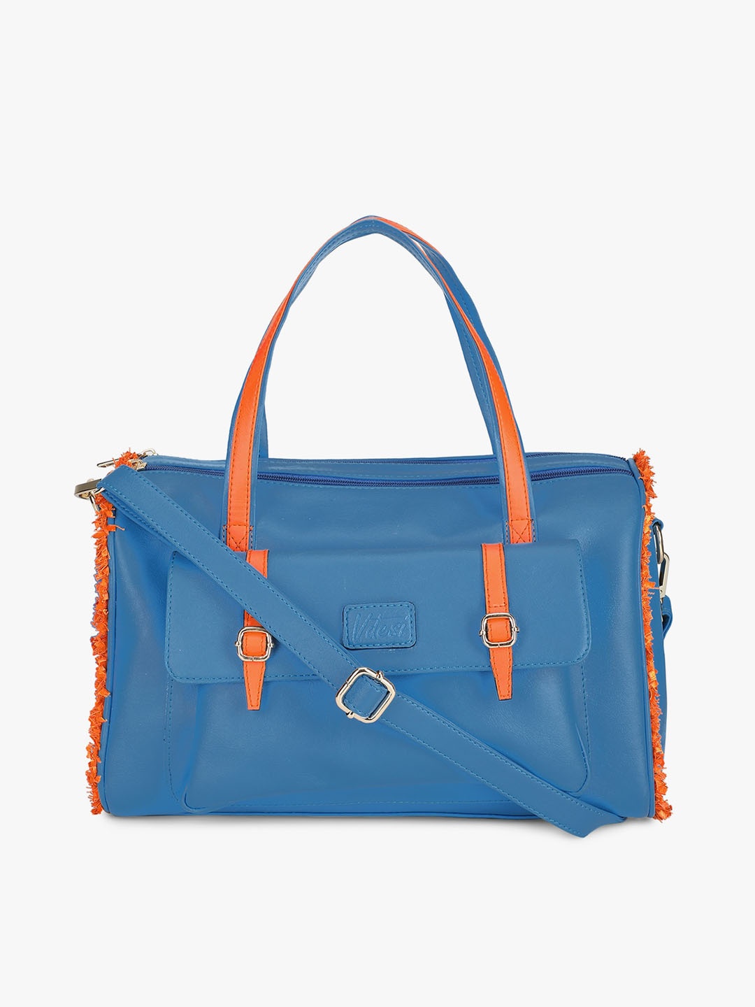 

Vdesi Blue & Orange Solid Handheld Bag
