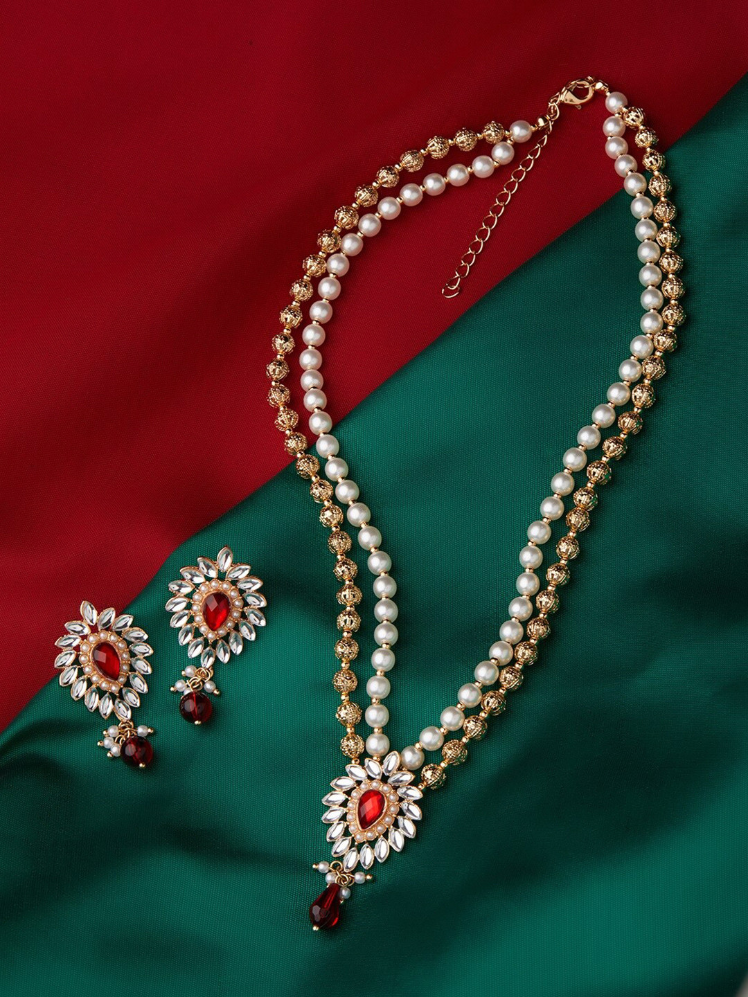 

Accessorize London Kundan Jewelry Set, Red