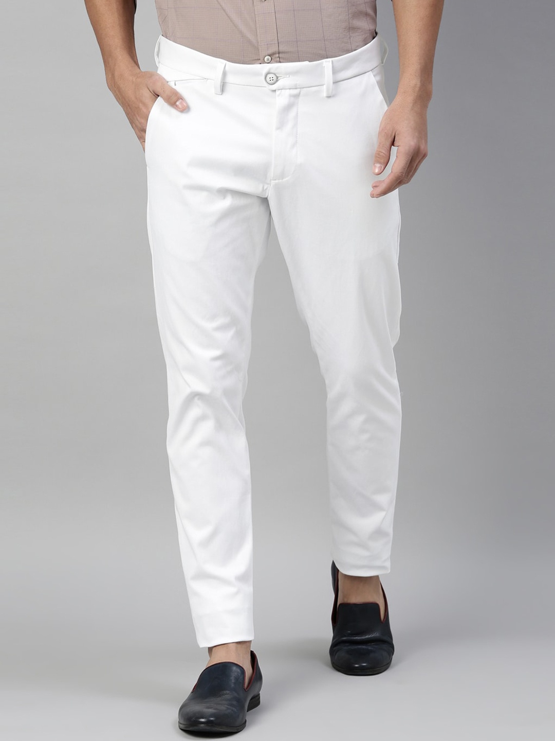 

RARE RABBIT Men Appy Mid-Rise Slim Fit Trouser, White