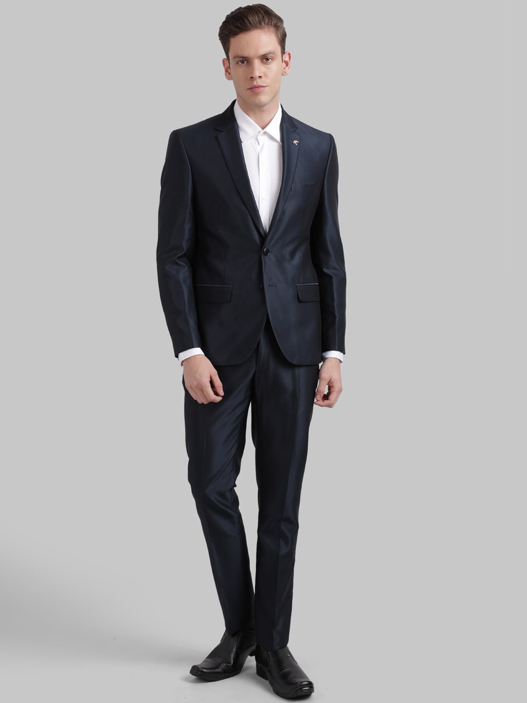 

Parx Men Blue Solid Single-Breasted Formal Suit