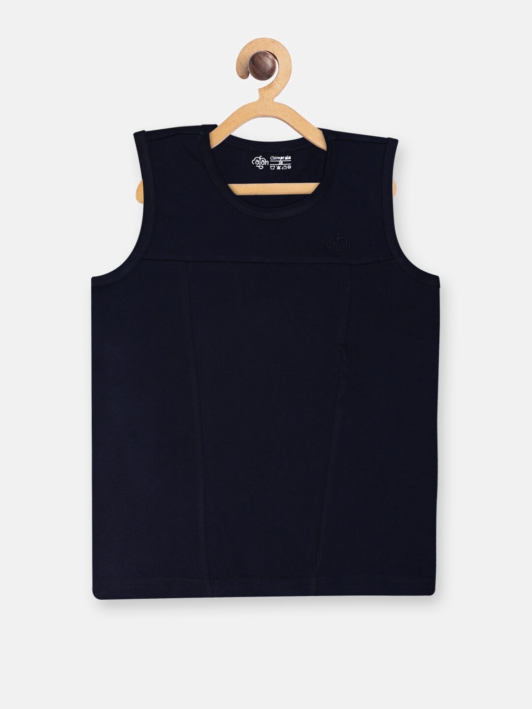 CHIMPRALA Boys Navy Blue Solid T-shirt