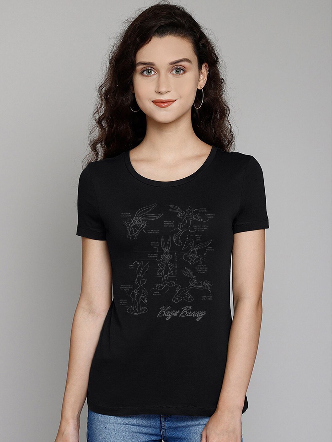 

Free Authority Women Black Looney Tunes Printed T-shirt