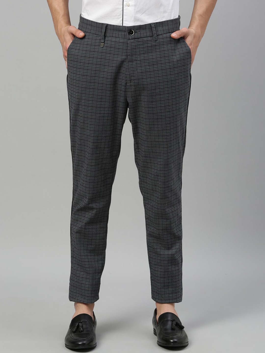 

RARE RABBIT Men Green Checked Formal Trousers Formal Trousers