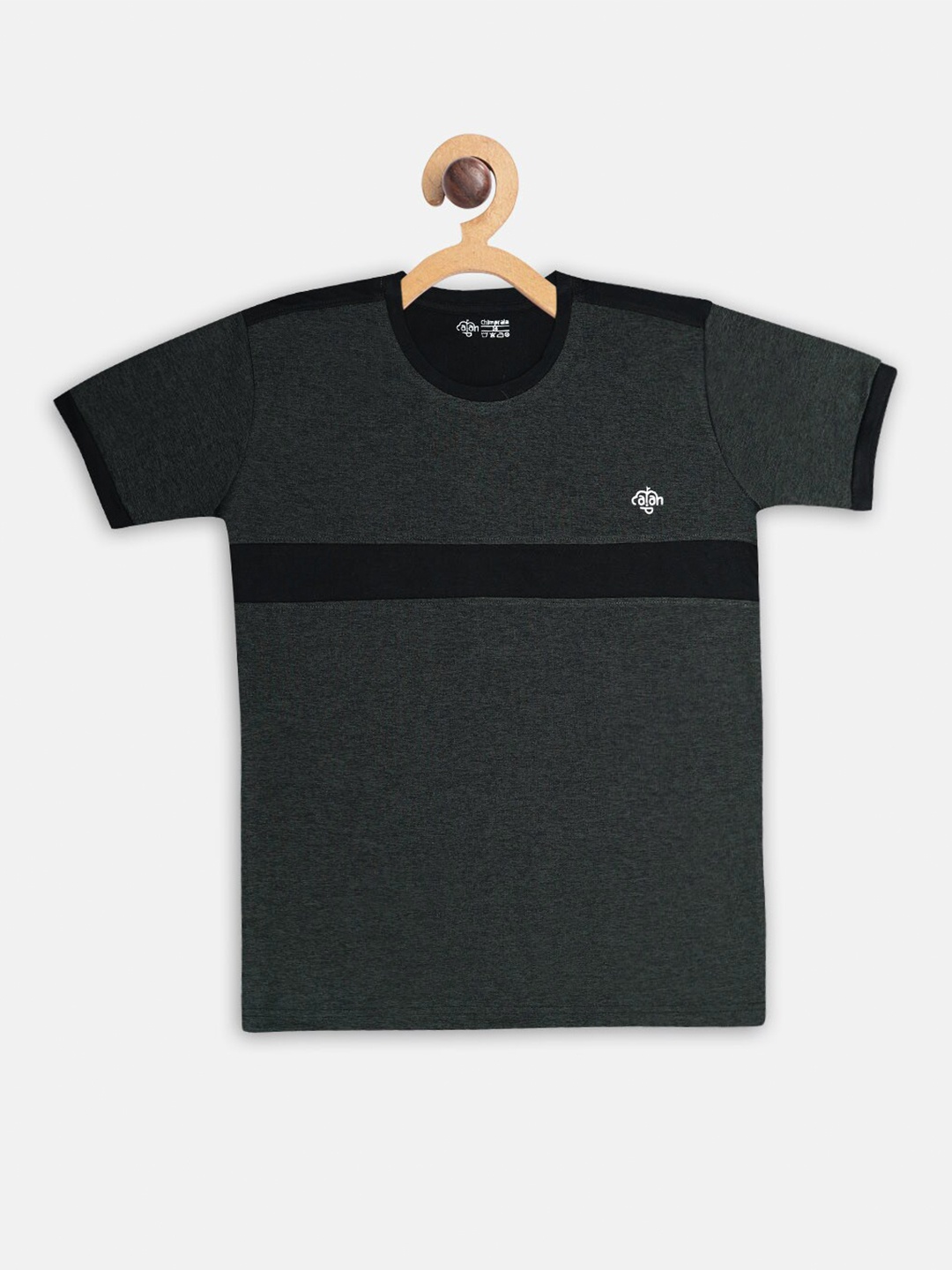 

CHIMPRALA Boys Charcoal Grey & Black Striped T-shirt