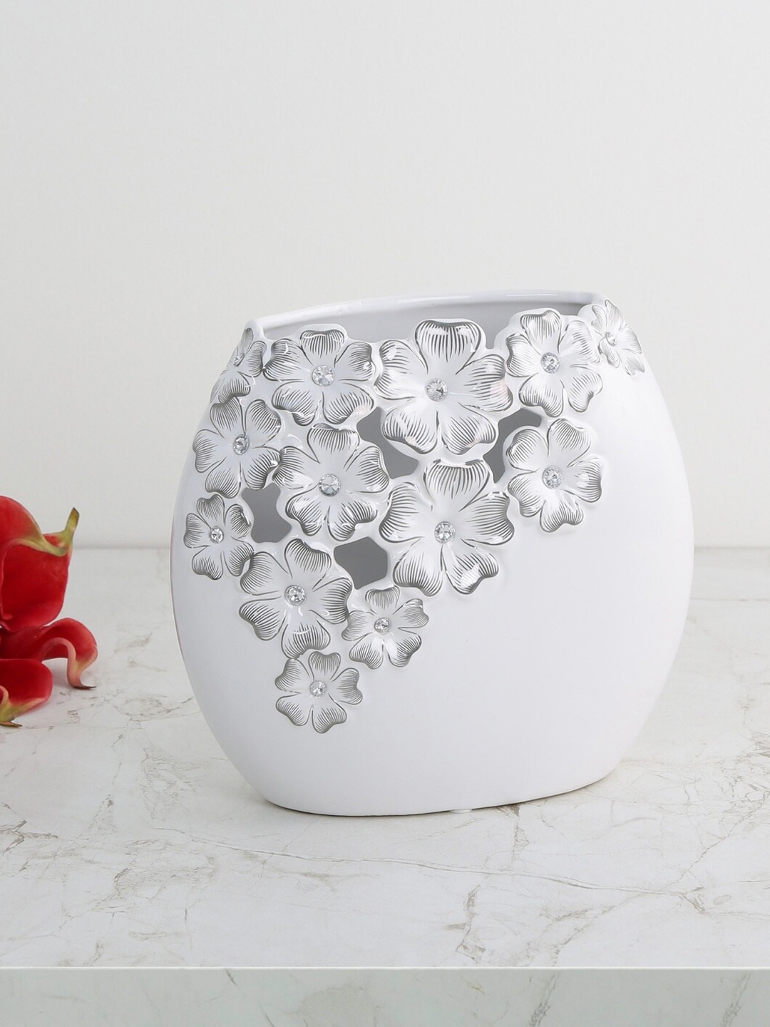 

Home Centre White & Grey Galaxy Floral Print Vase