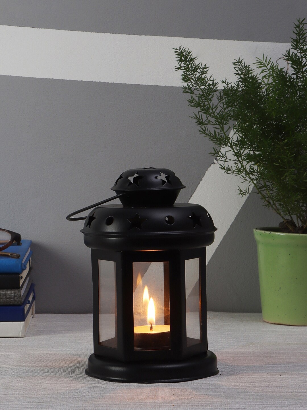 

EXIM DECOR Black Solid Traditional Table Lantern