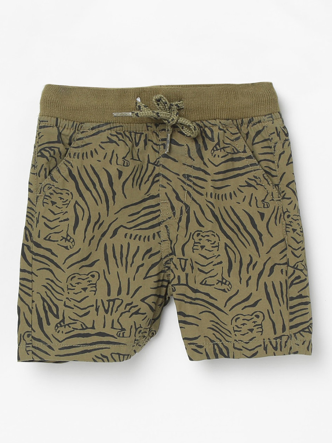 

max Boys Green Printed Regular Fit Regular Shorts