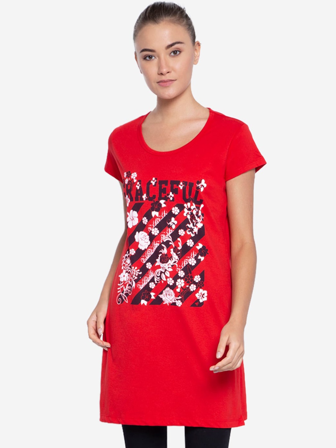 

NEVA Red & Blue Pure Cotton Longkine Top