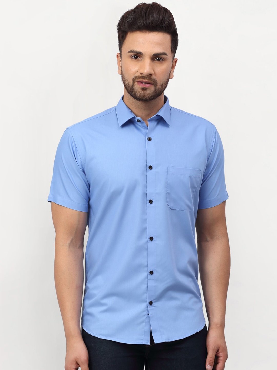 

JAINISH Men Blue Solid Regular Fit Casual Shirt