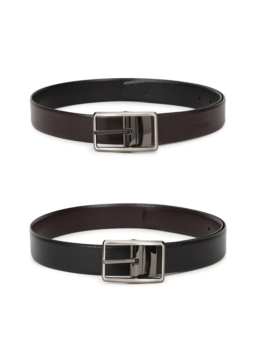 

Van Heusen Men Brown & Black Textured Reversible Leather Belt