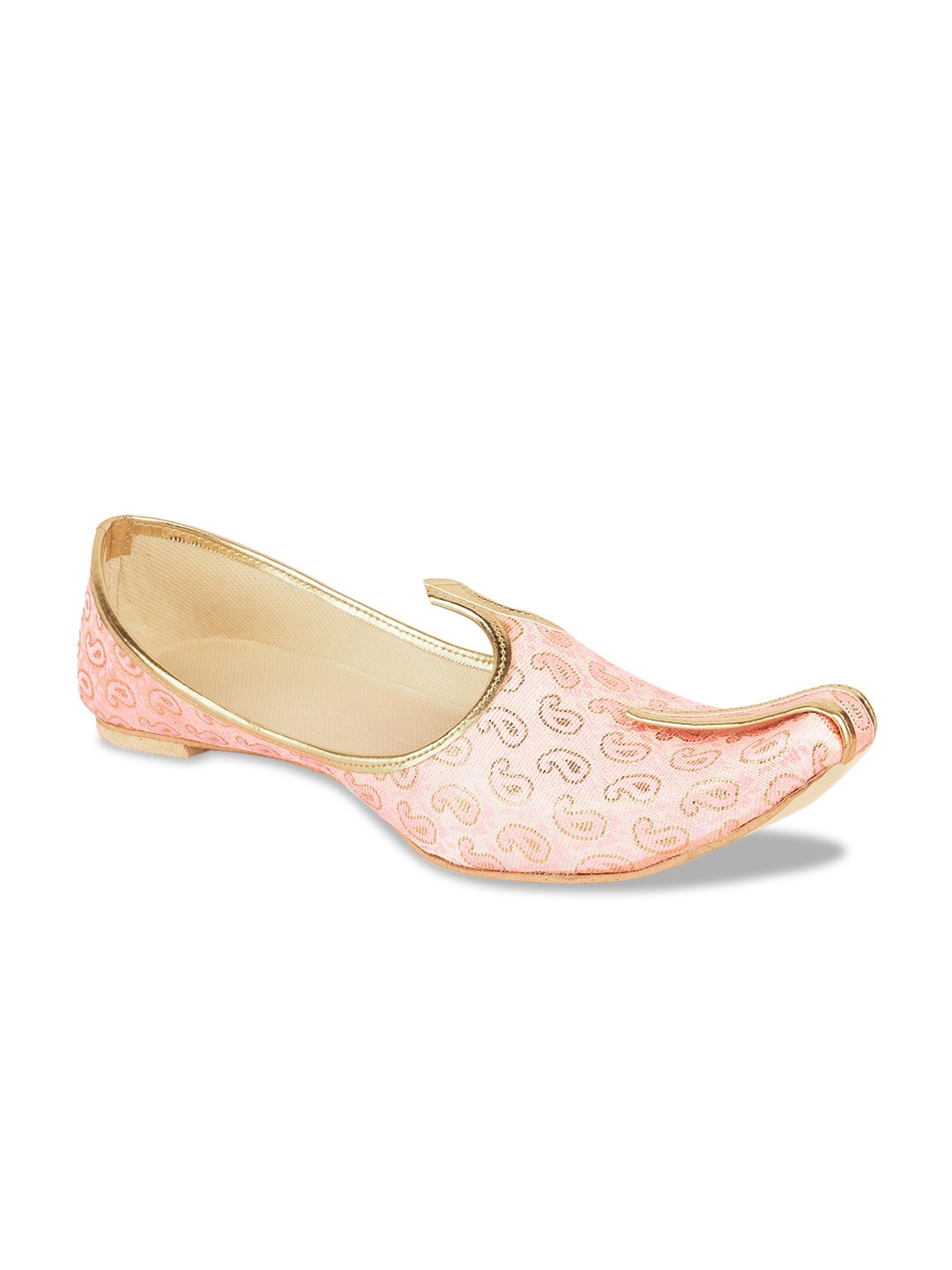 

DESI COLOUR Men Pink Woven Design Mojaris