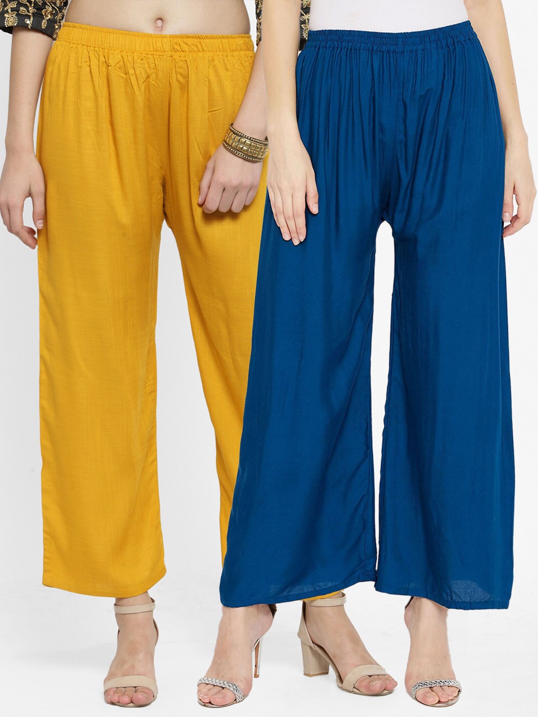 

Clora Creation Women Mustard Yellow & Blue Set Of 2 Palazzos