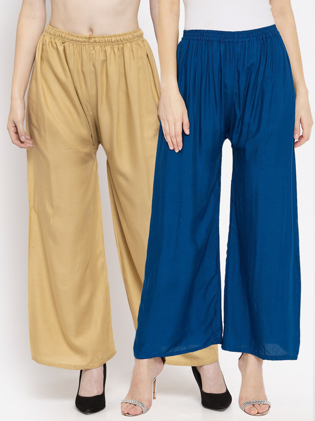 

Clora Creation Women Blue & Beige Pack of 2 Palazzos