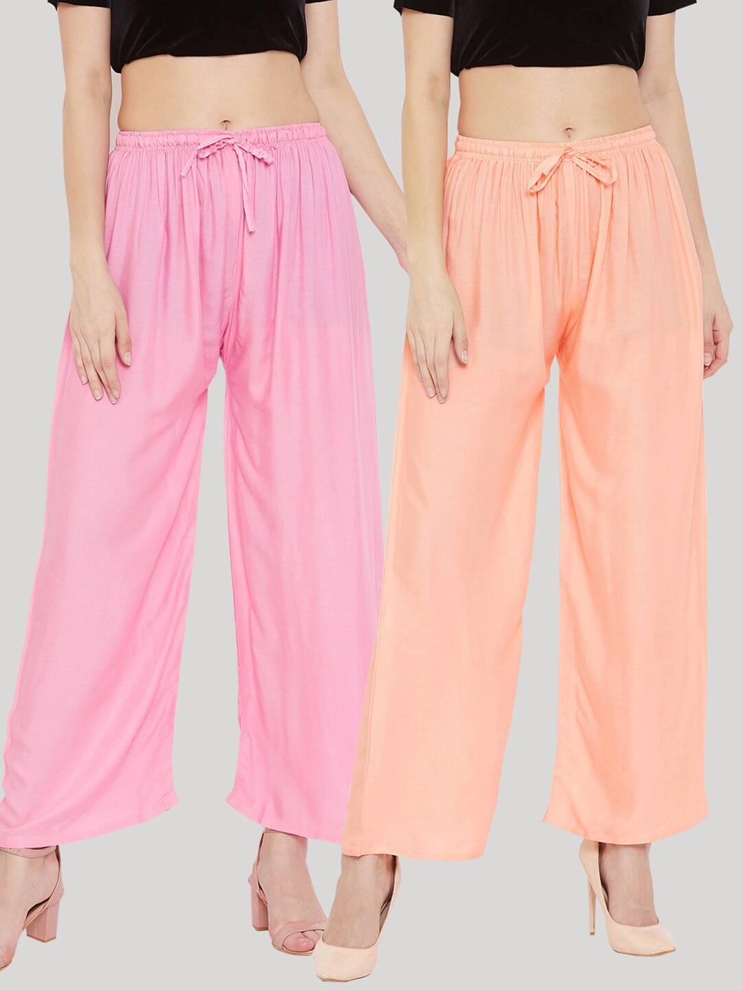 

Clora Creation Women Pack of 2 Peach & Pink Knitted Palazzos