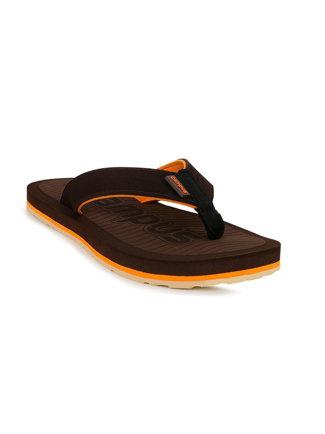 

Campus Men Brown & Orange Printed Thong Flip-Flops