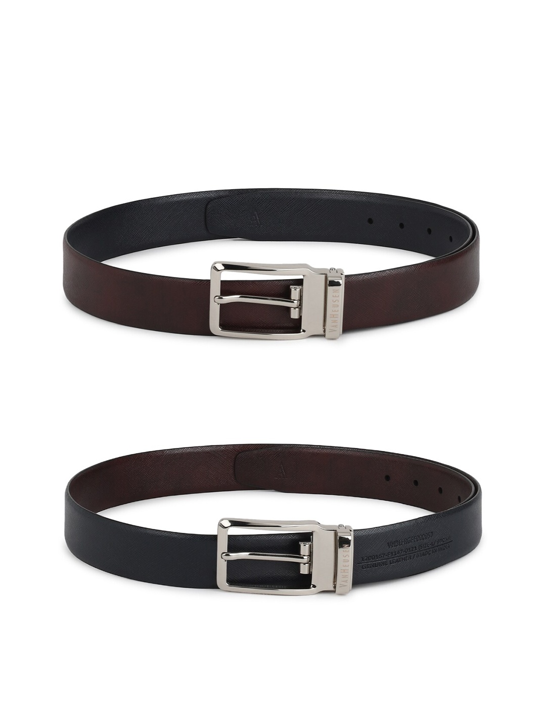 

Van Heusen Men Black & Brown Reversible Textured Leather Belt