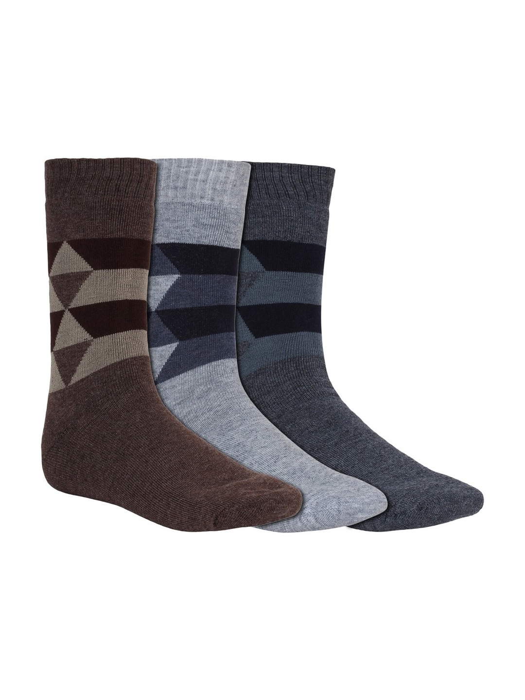 

Creature Men Pack Of 3 Patterned Calf-Length Socks, Brown