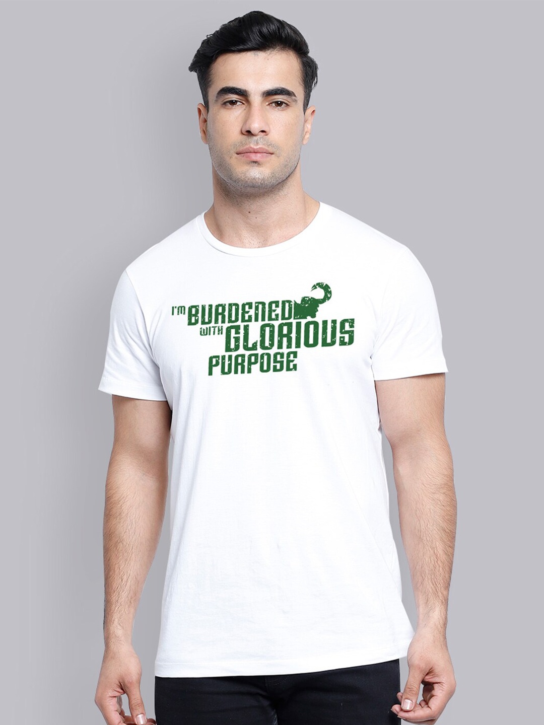 

Free Authority Men White Loki Typography Printed T-shirt