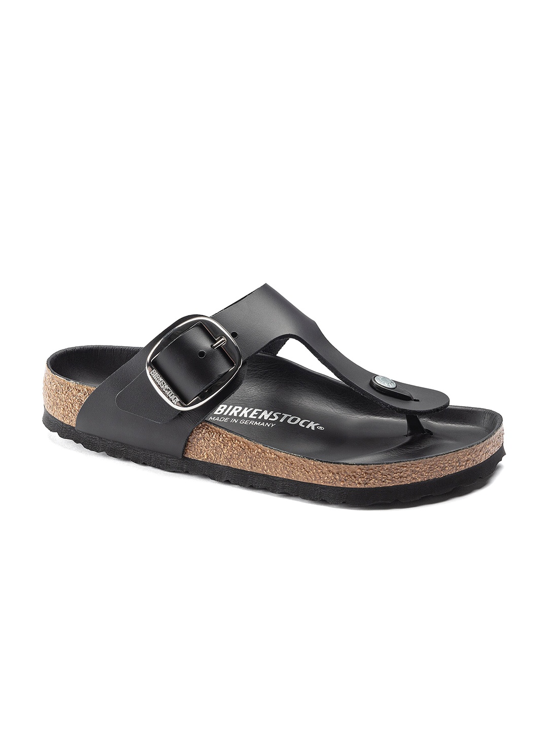 

Birkenstock Women Gizeh Big Buckle Natural Leather Black Regular Width Sandals